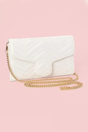 White Chevron Crossbody Purse SALE