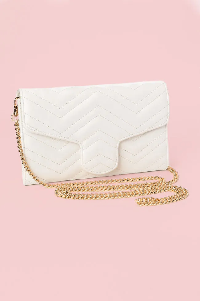 White Chevron Crossbody Purse SALE
