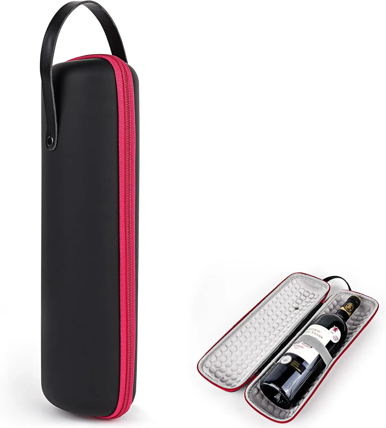 Wine Bottle Travel Bag, EVA Wine Bottle Carrier, Wine Storage Accessories, Hard Shell Wine Tote Bag for Travel Party Picnic Wedding Birthday (Black)