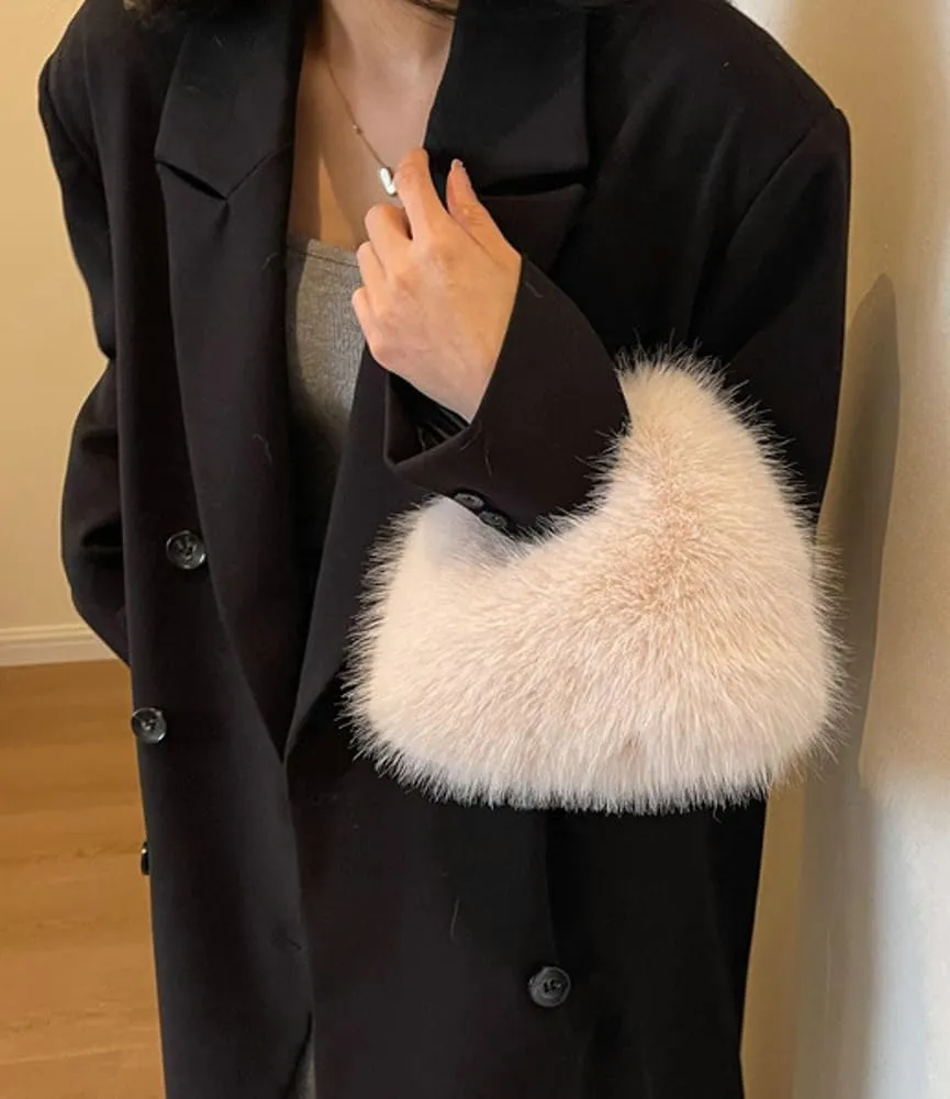 Winter Purse for Women 2024 Fluffy Shoulder Bag Fuzzy Plush Handbag Faux Fur Crossbody Bag