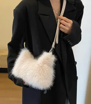 Winter Purse for Women 2024 Fluffy Shoulder Bag Fuzzy Plush Handbag Faux Fur Crossbody Bag