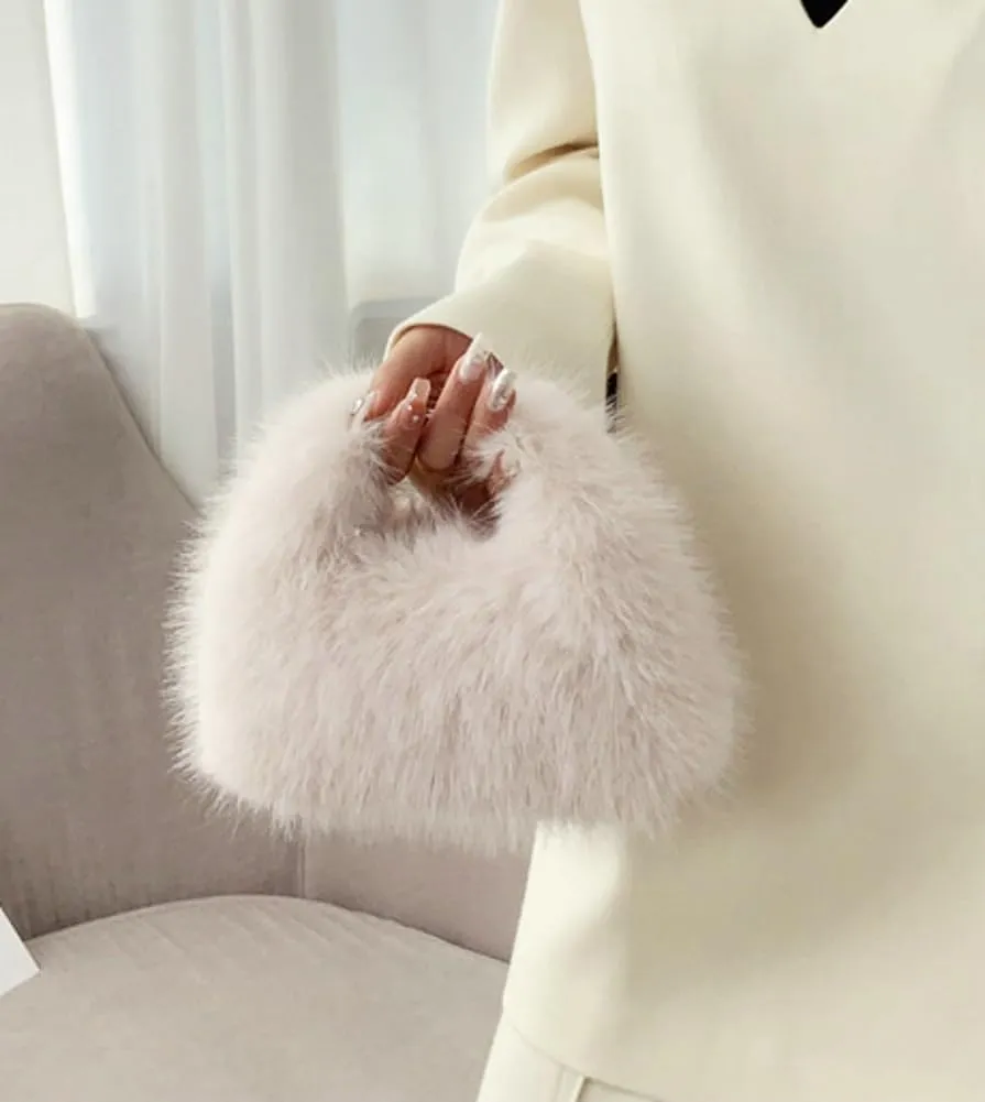 Winter Purse for Women 2024 Fluffy Shoulder Bag Fuzzy Plush Handbag Faux Fur Crossbody Bag