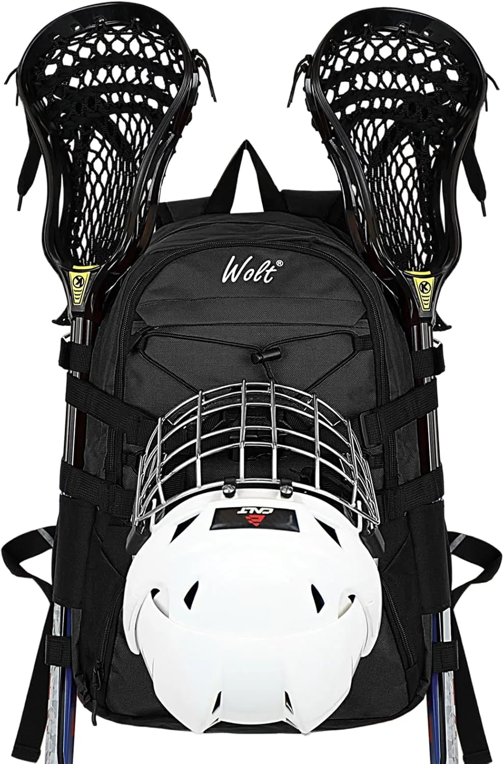 WOLT Lacrosse Bag-Lacrosse Backpack with Two Sticks Holder-Large Field Hockey Bag Holds All Sport Gears