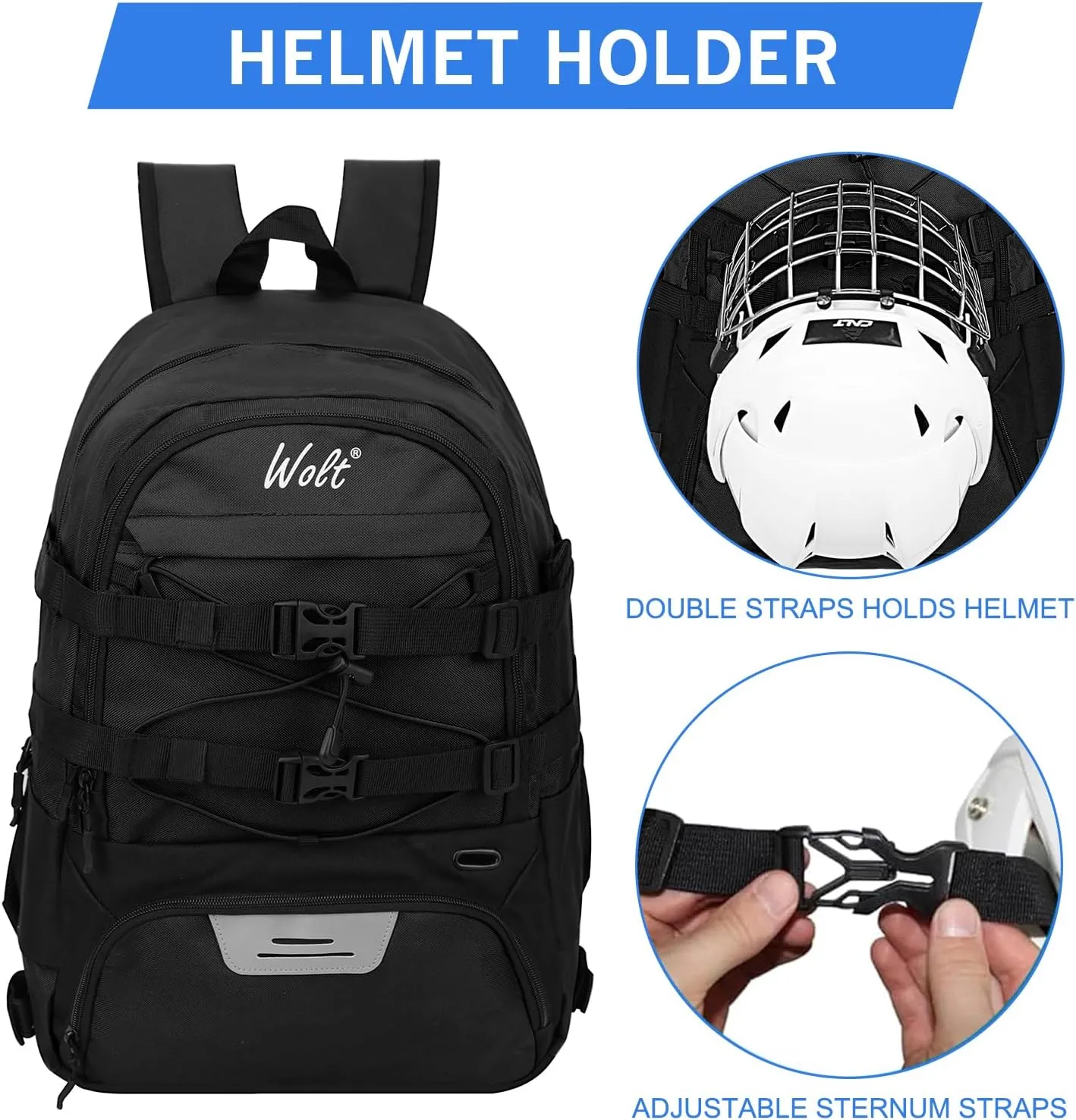 WOLT Lacrosse Bag-Lacrosse Backpack with Two Sticks Holder-Large Field Hockey Bag Holds All Sport Gears