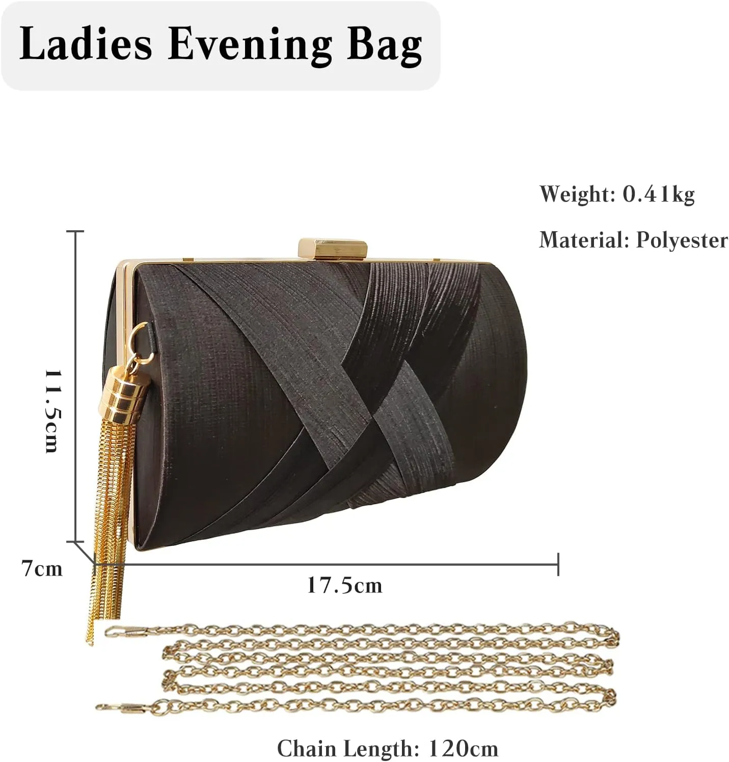 Women Clutch Bag Evening Bag with Tassel Pendant Bridal Wedding Purse Ladies Shoulder Bag With Detachable Chain