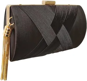 Women Clutch Bag Evening Bag with Tassel Pendant Bridal Wedding Purse Ladies Shoulder Bag With Detachable Chain