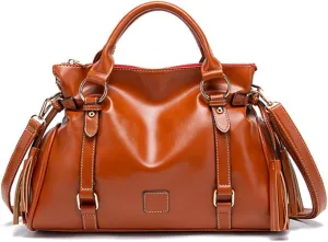 Women Hobo Tote Purse Handbag Faux Leather Top-handle Shoulder Bag with Tassel Pendant