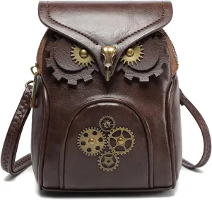 Women Medieval Shoulder Bag Creative Owl Crossbody Bag PU Leather Bag Coin Purse Shopping Bag Phone Bag