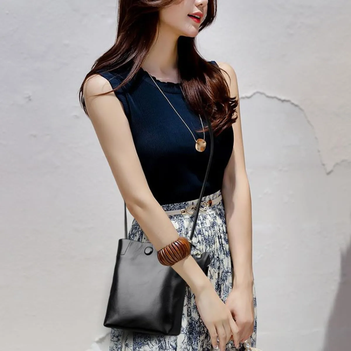 Women Mobile Phone Crossbody Bag, Small Fashion Genuine Leather Phone Shoulder Bag, Ladies Lightweight Coin Pouch