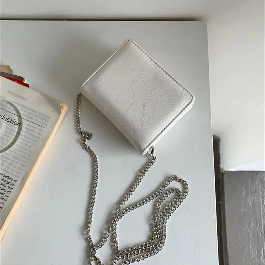 Women Multifunctional PU Leather Small Bag Crossbody Chain Small Coin Purse Lipsticks Earphone Organizers Card Holder