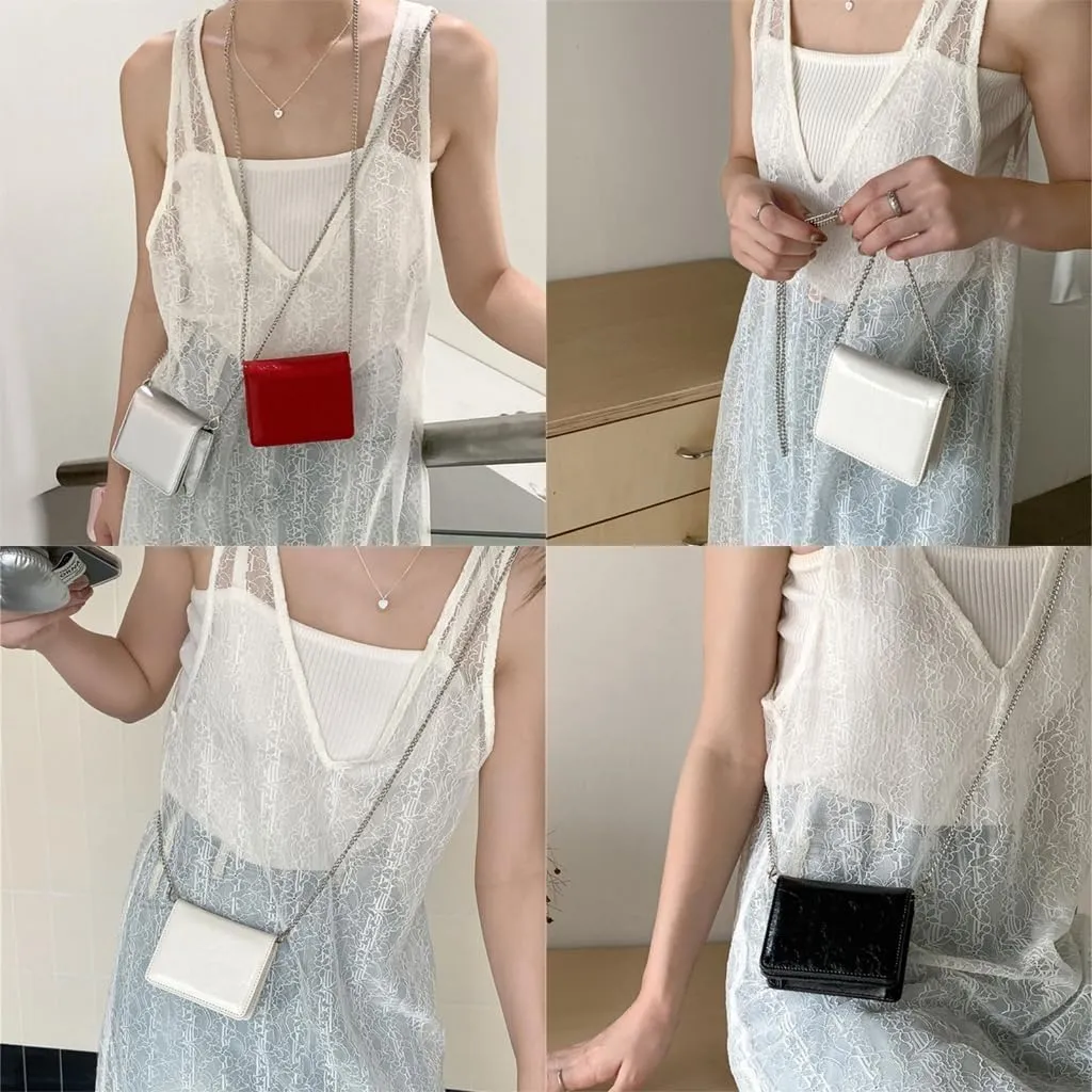 Women Multifunctional PU Leather Small Bag Crossbody Chain Small Coin Purse Lipsticks Earphone Organizers Card Holder