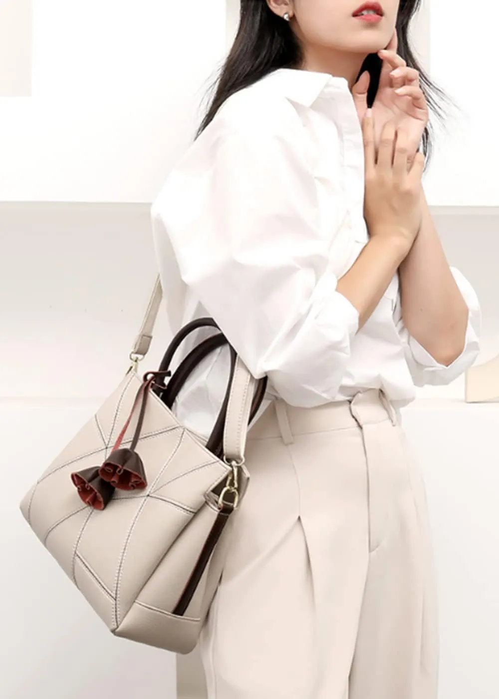 Women Petal-shaped Tassel Shoulder Crossbody Bags Fashion Top-handle Bag