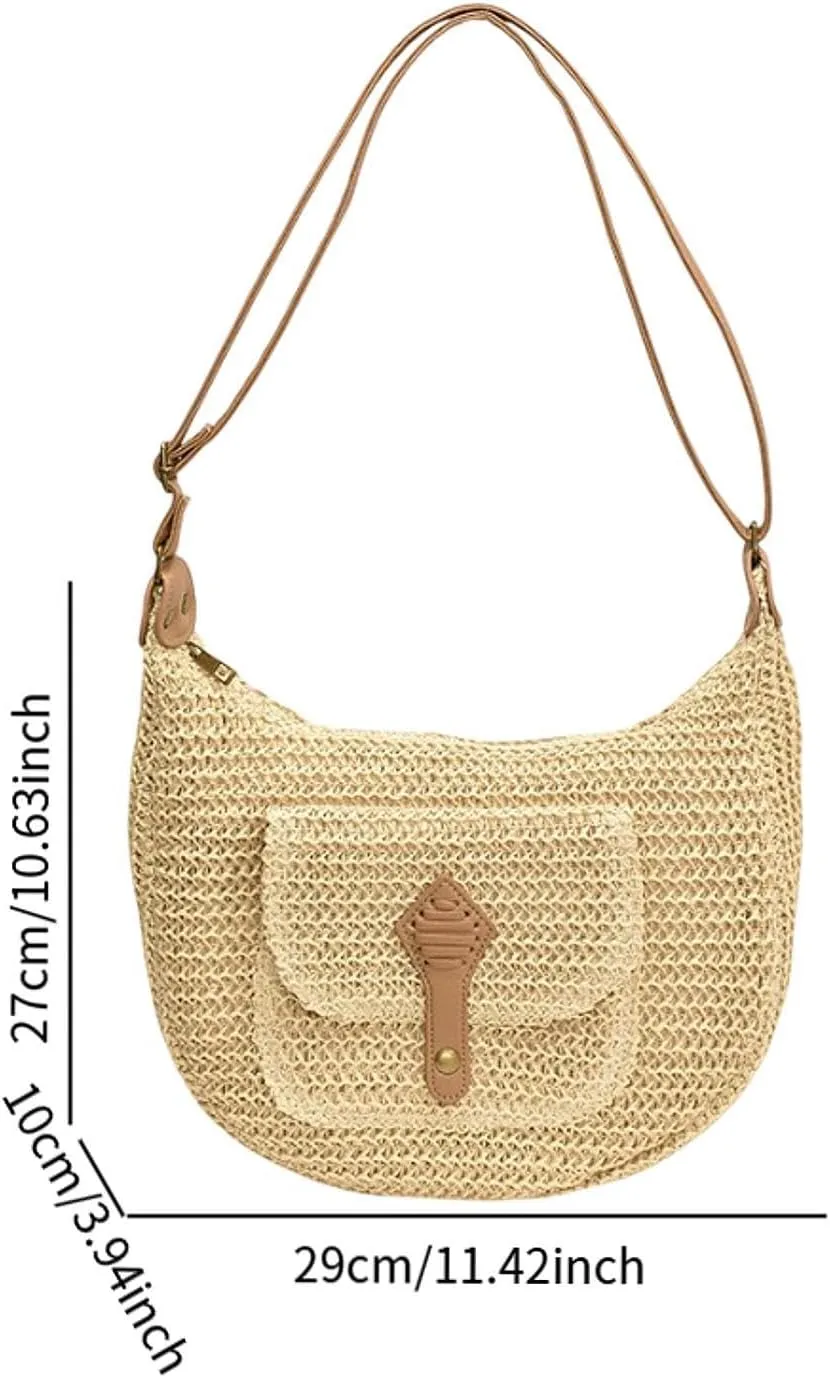 Women Shoulder Bag Pouch Beach Carrying Handbag for Spring Summer Shopping Party