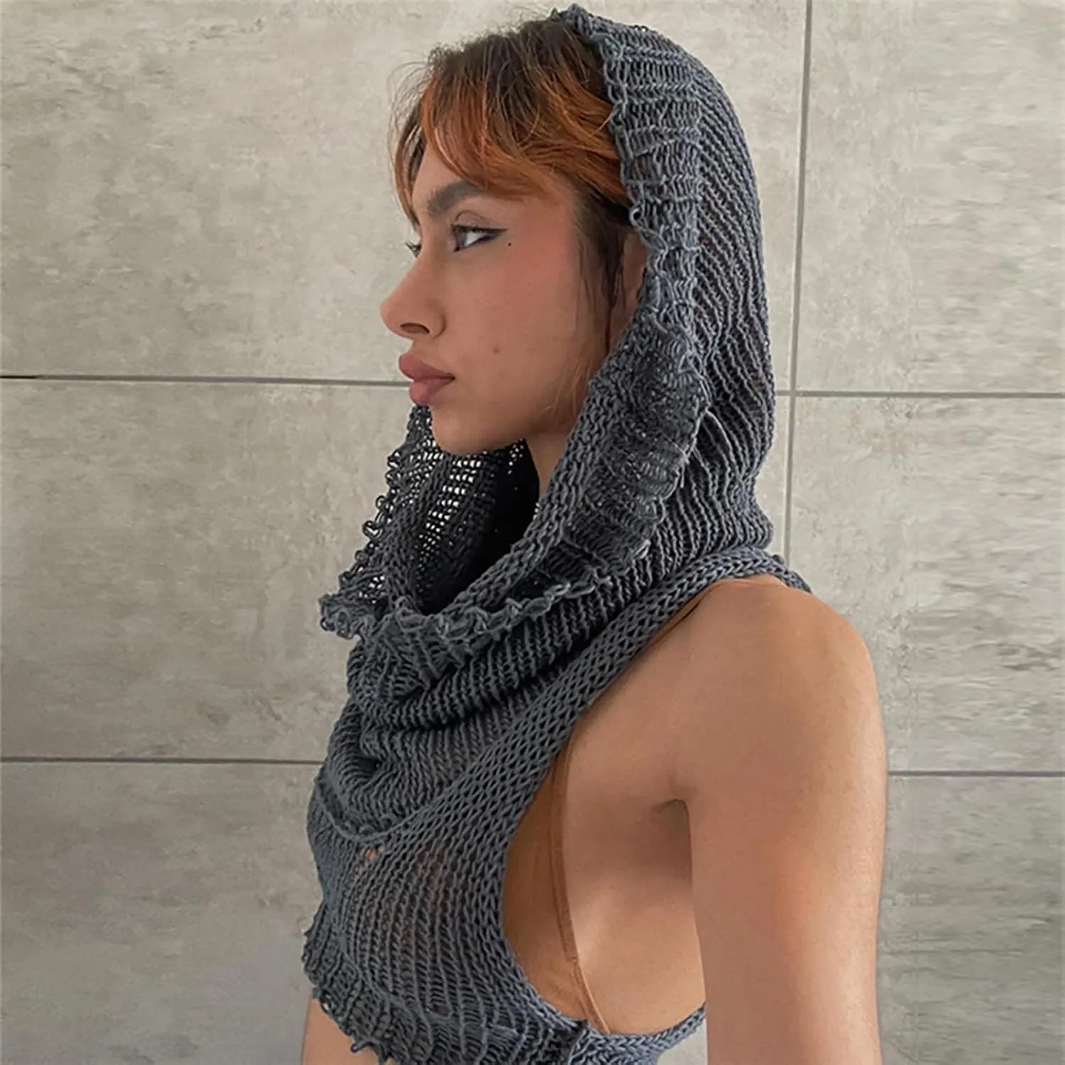 Women Sleeveless Cropped Crop Top Hoodies Sweater Knit Punk Hip Hop Dance Sexy Rave Cloth