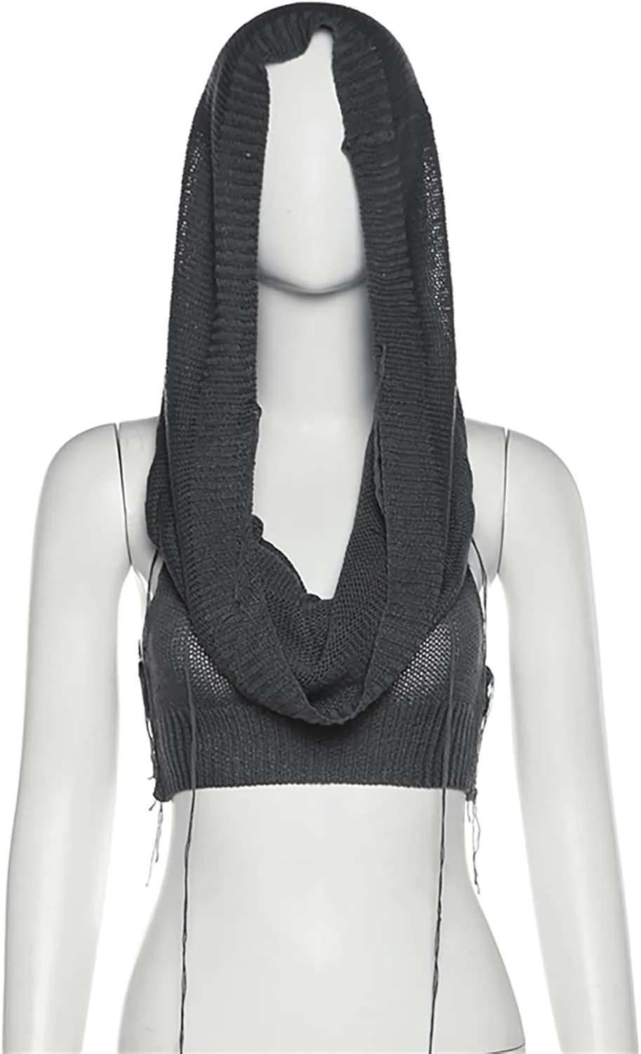 Women Sleeveless Cropped Crop Top Hoodies Sweater Knit Punk Hip Hop Dance Sexy Rave Cloth