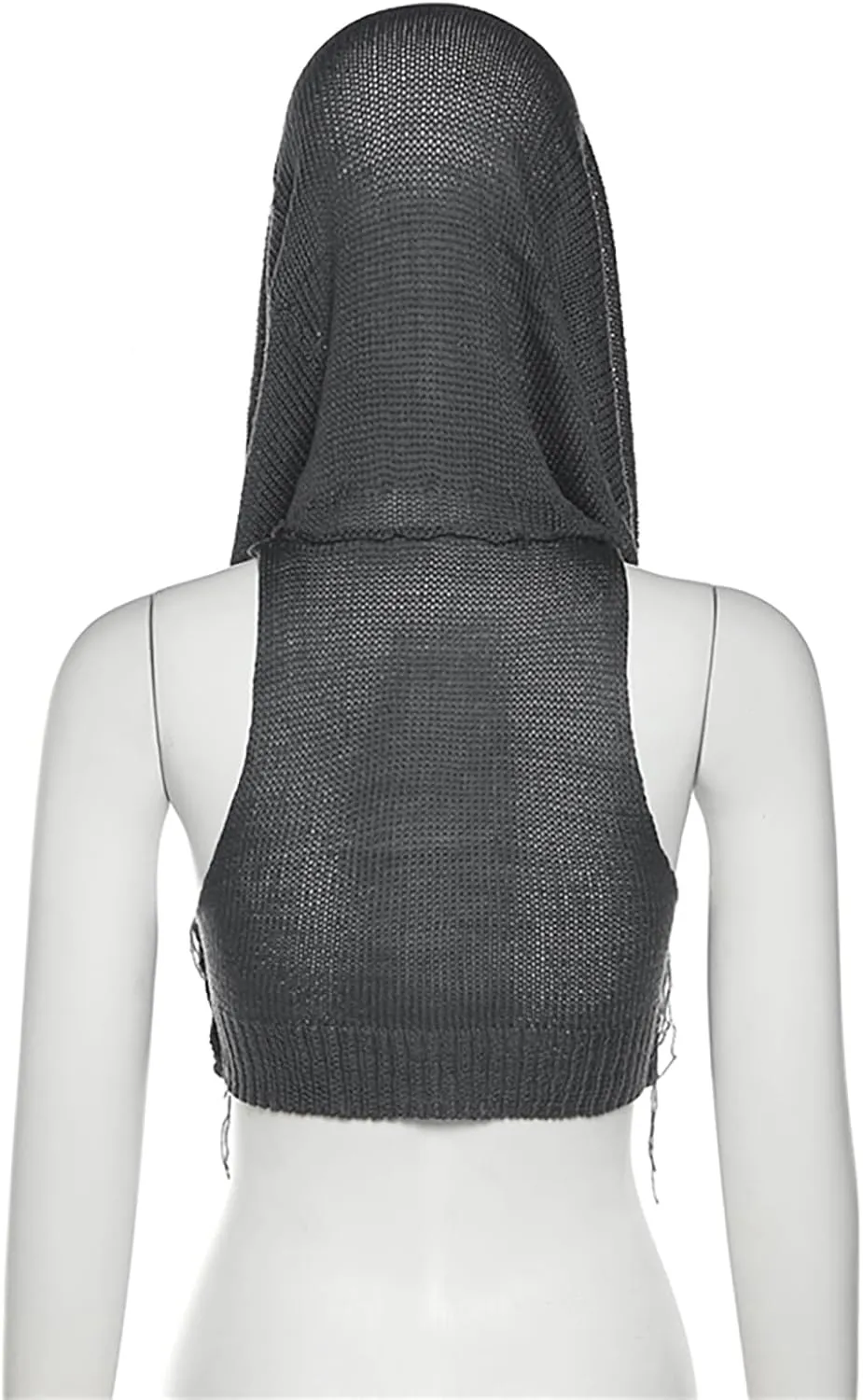 Women Sleeveless Cropped Crop Top Hoodies Sweater Knit Punk Hip Hop Dance Sexy Rave Cloth