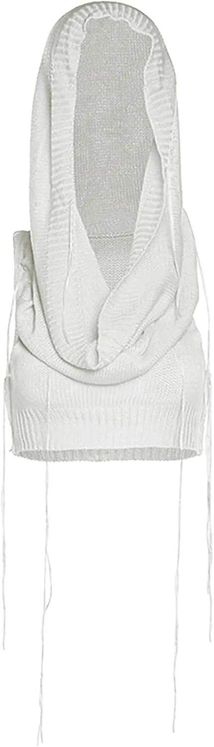Women Sleeveless Cropped Crop Top Hoodies Sweater Knit Punk Hip Hop Dance Sexy Rave Cloth
