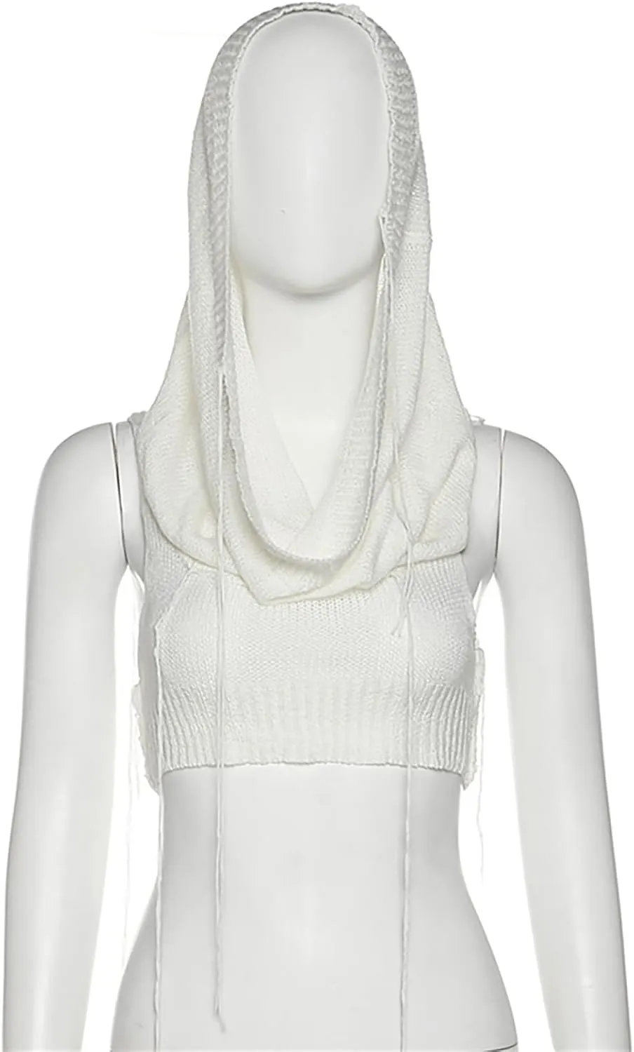Women Sleeveless Cropped Crop Top Hoodies Sweater Knit Punk Hip Hop Dance Sexy Rave Cloth