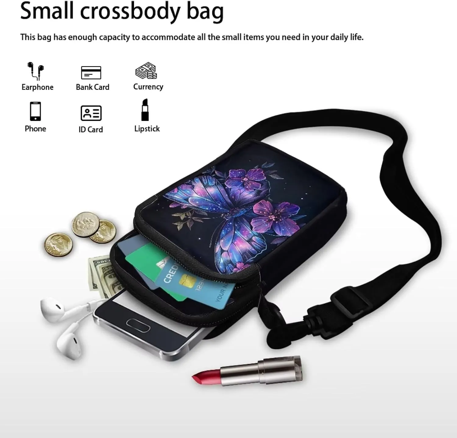 Womens Crossbody Bag Cell Phone Purse Wallet Small Shoulder Handbag Travel Sports Gym Bag