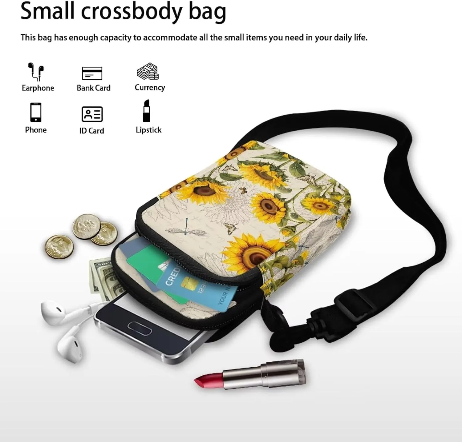 Womens Crossbody Bag Cell Phone Purse Wallet Small Shoulder Handbag Travel Sports Gym Bag