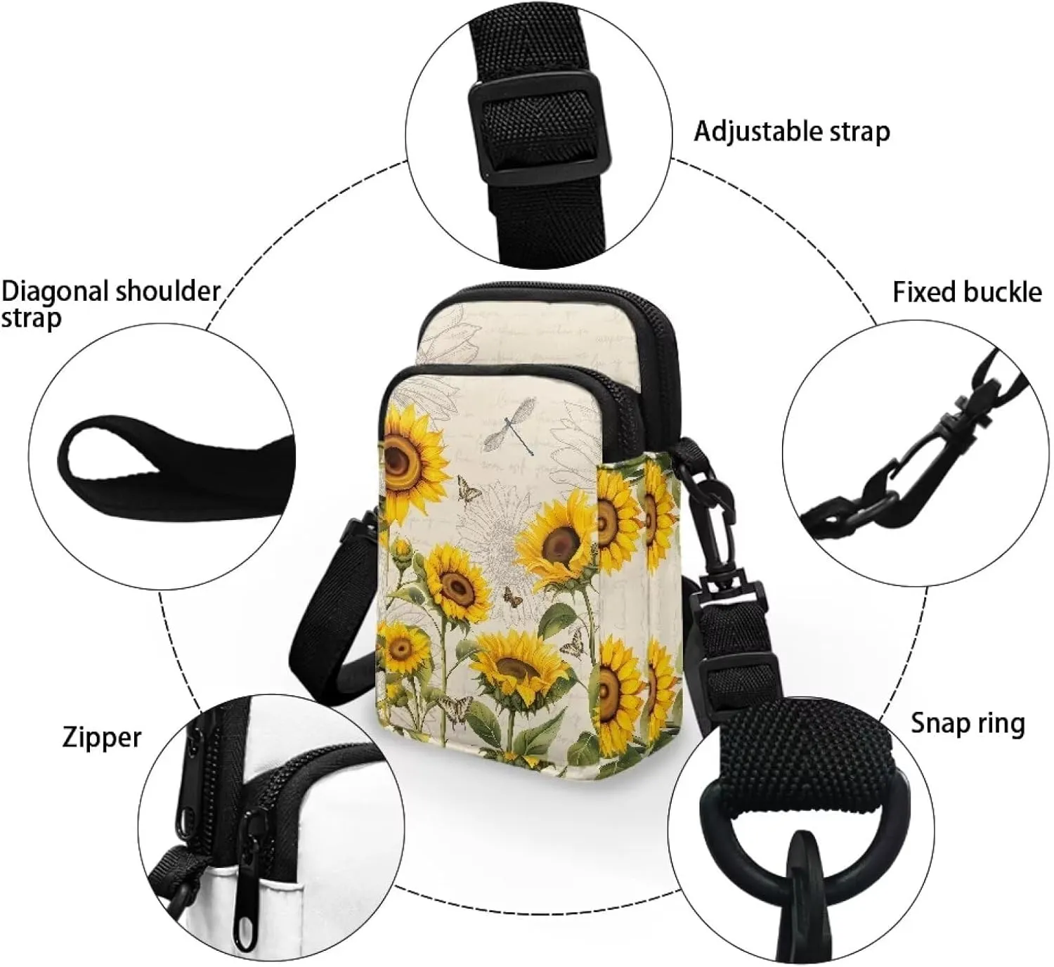 Womens Crossbody Bag Cell Phone Purse Wallet Small Shoulder Handbag Travel Sports Gym Bag