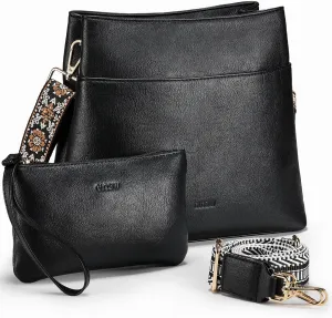 Women's Crossbody Bag Vegan Leather Shoulder Purses and Wallet Two Adjustable Guitar Strap Hobo Bags