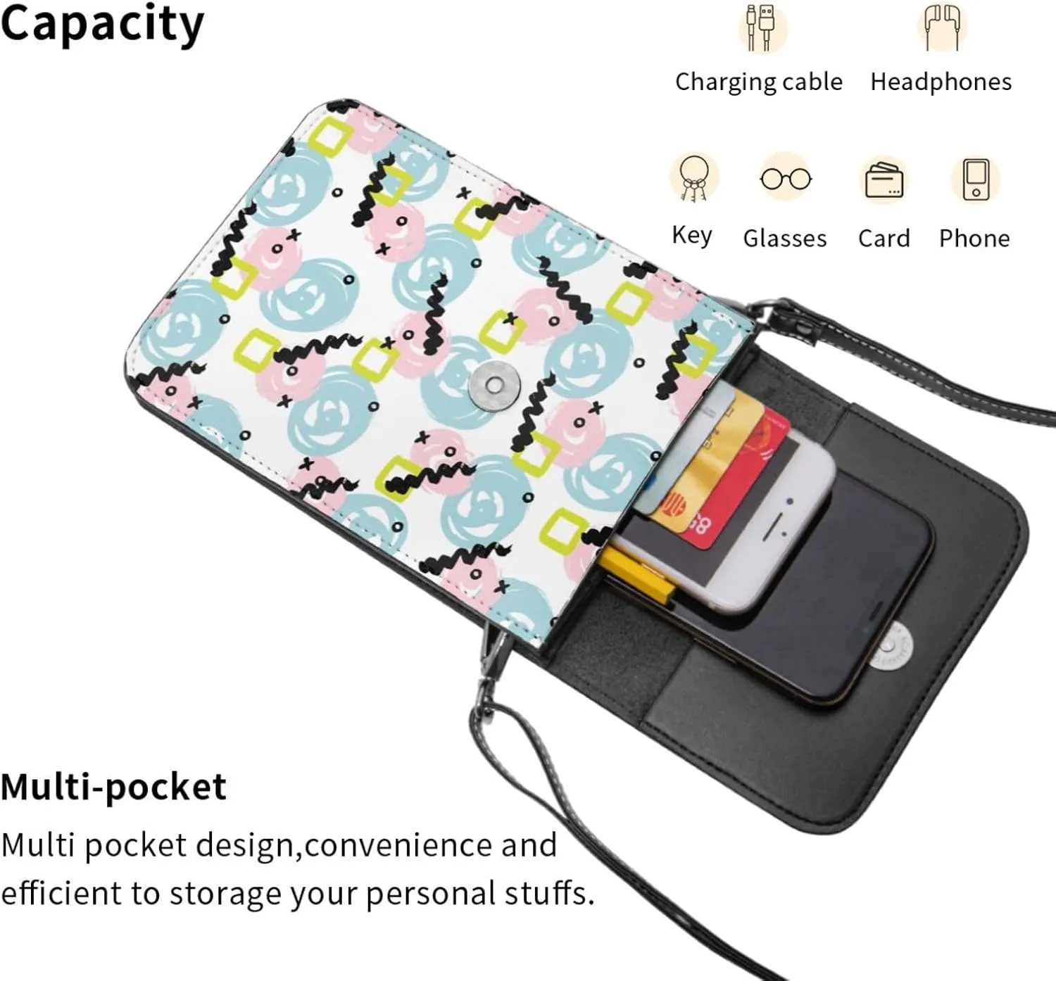 Womens Crossbody Bags Dandelion Pattern Phone Bag Wallet Purses Adjustable Strap