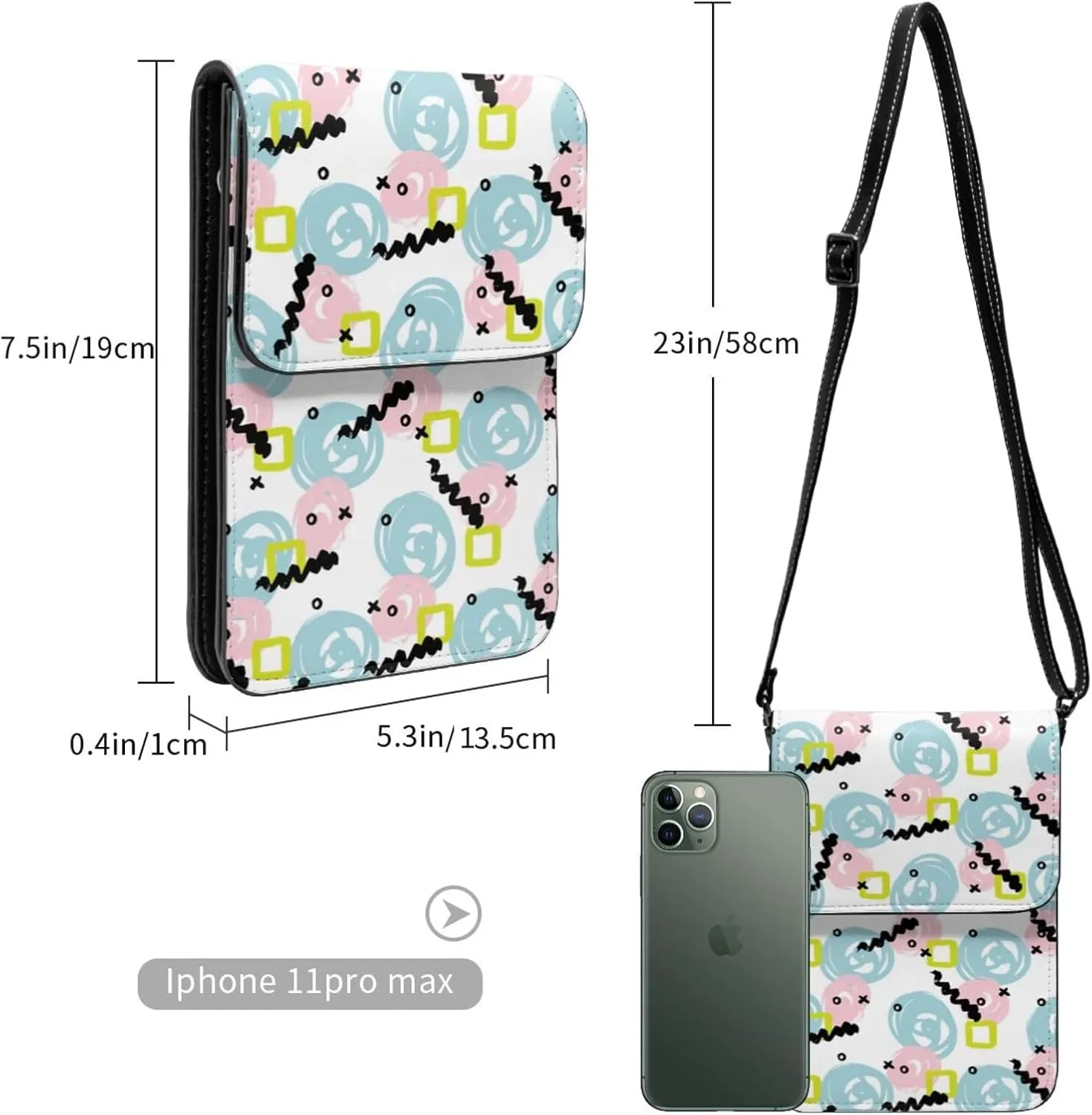 Womens Crossbody Bags Dandelion Pattern Phone Bag Wallet Purses Adjustable Strap