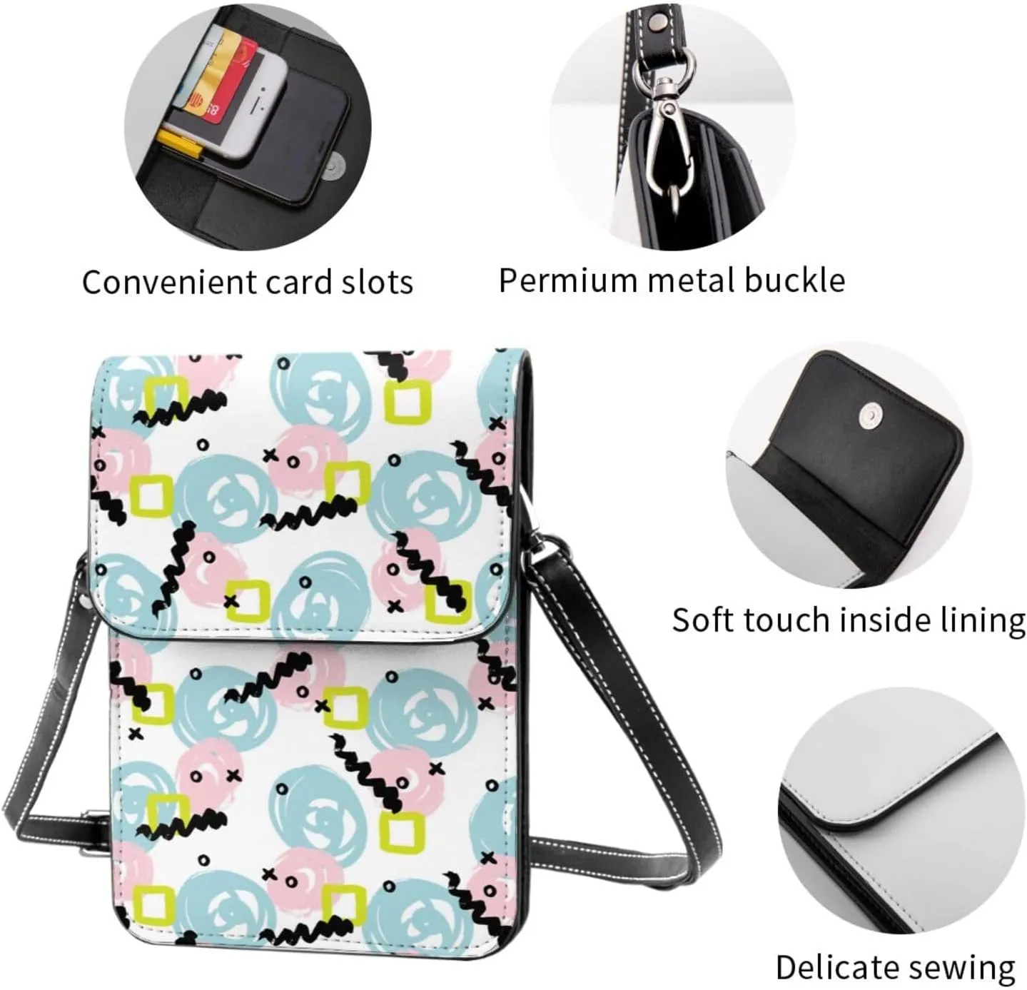 Womens Crossbody Bags Dandelion Pattern Phone Bag Wallet Purses Adjustable Strap