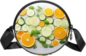 Women's Crossbody Handbags, Travel Purse, Cross Body Bag, Orange and Cucumber Fruit Vegetable