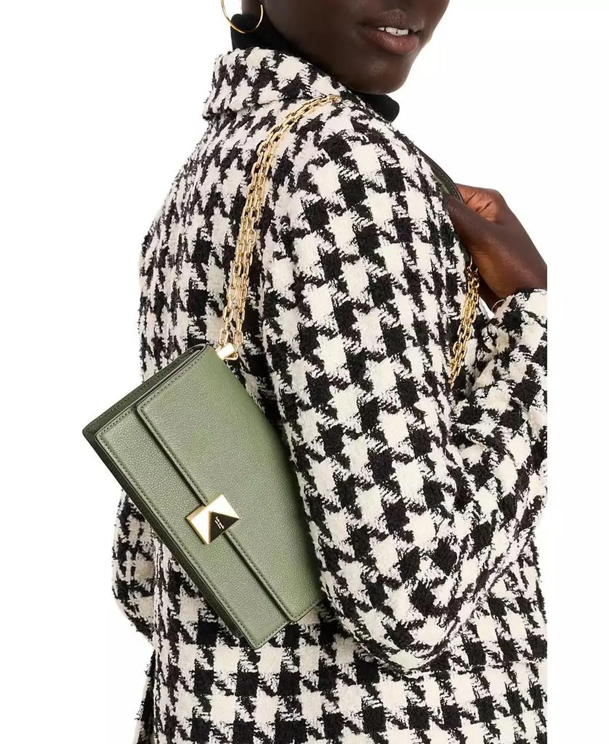 Women's Deco Pebbled Mini Flap Chain Crossbody Bag