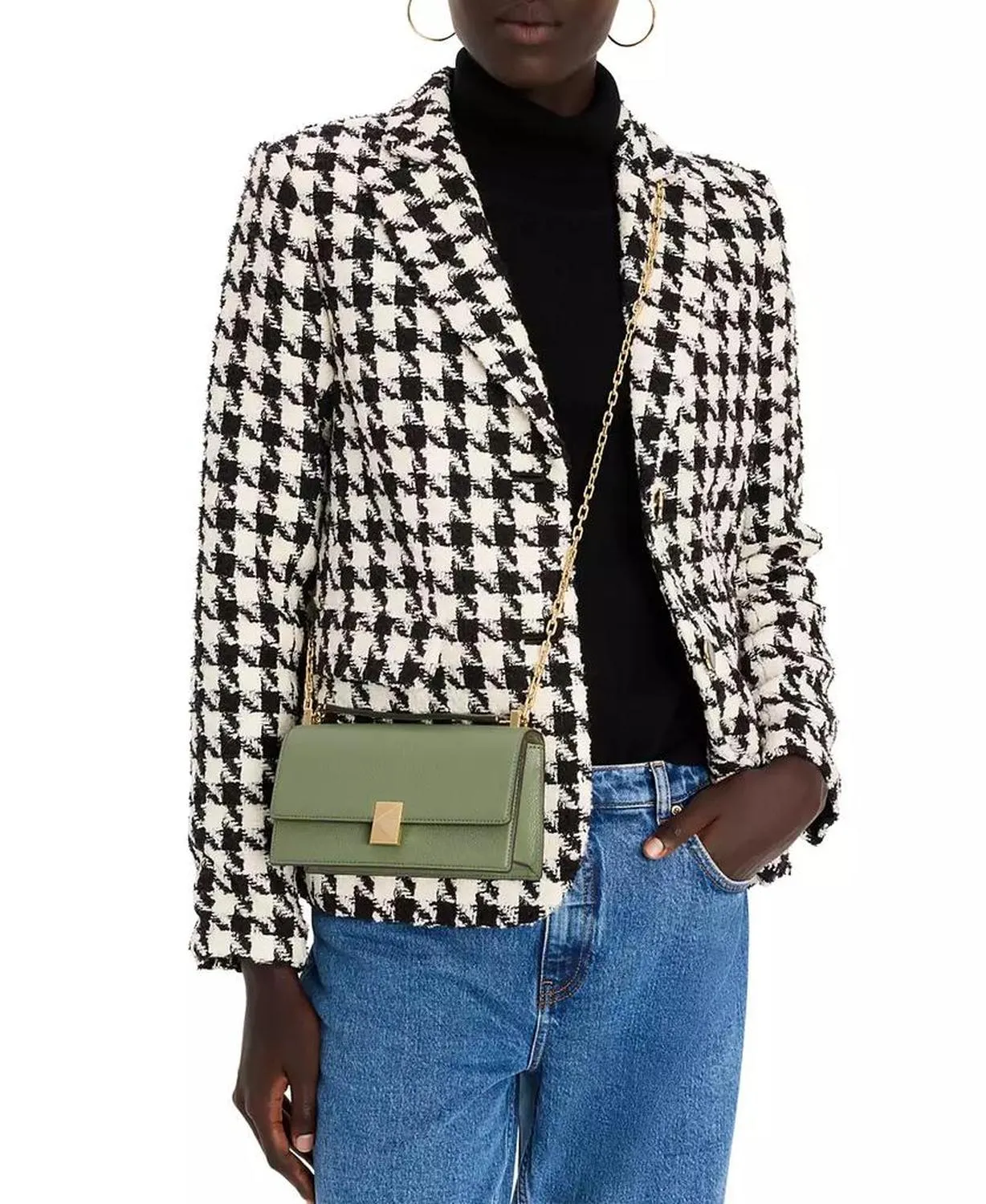 Women's Deco Pebbled Mini Flap Chain Crossbody Bag