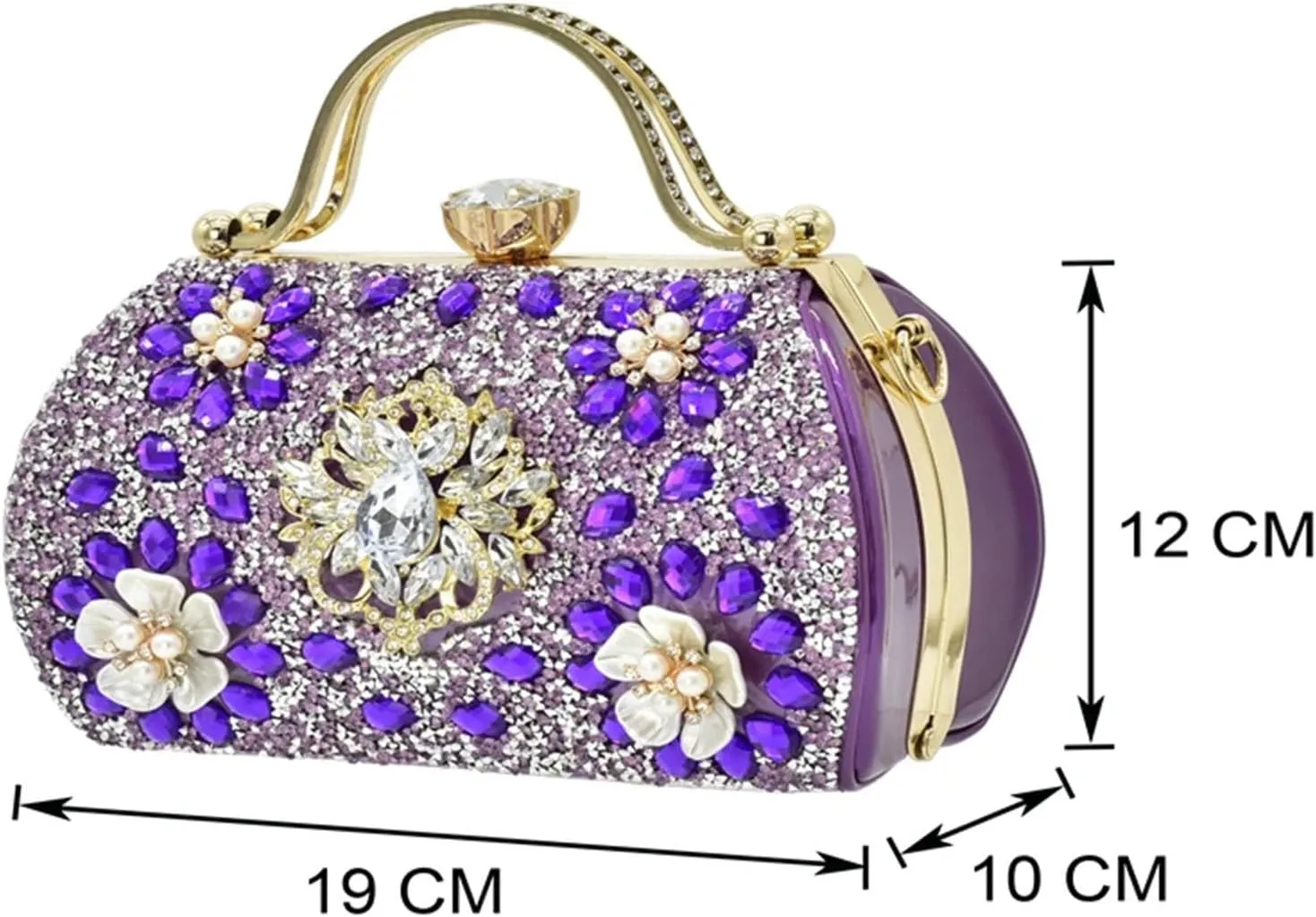 Women’s Elegant Crystal Embellished Evening Shoes and Shoulder Bag Set Italian Design Comfortable Heels for Bride