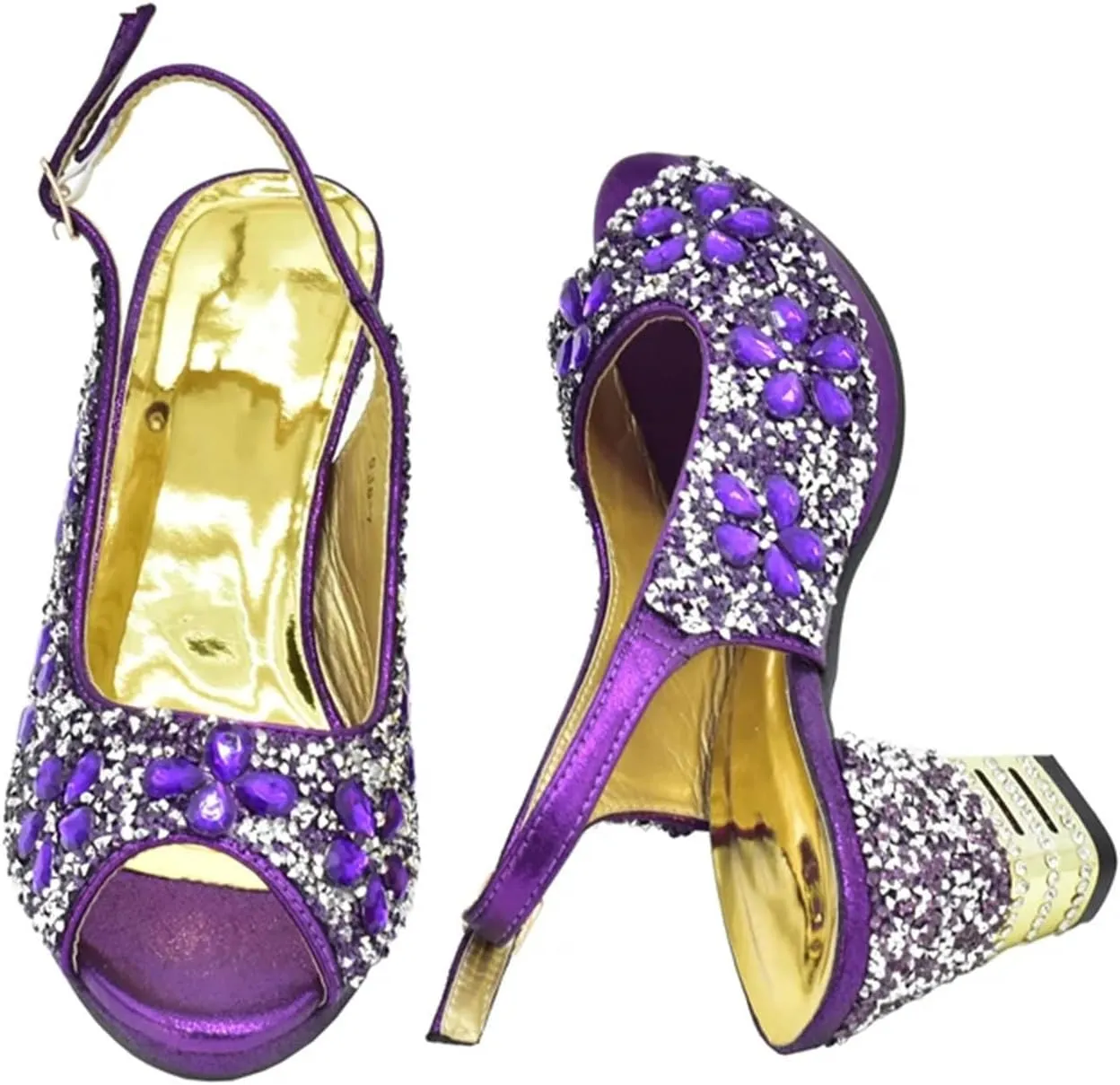 Women’s Elegant Crystal Embellished Evening Shoes and Shoulder Bag Set Italian Design Comfortable Heels for Bride