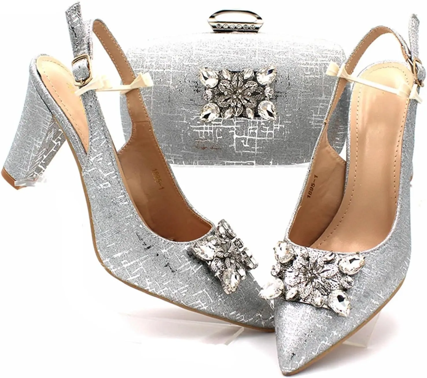 Women’s Elegant Crystal Embellished Wedding Shoes and Clutch Bag Set Luxury Heels for Formal Dinners and Receptions
