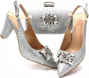 Women’s Elegant Crystal Embellished Wedding Shoes and Clutch Bag Set Luxury Heels for Formal Dinners and Receptions
