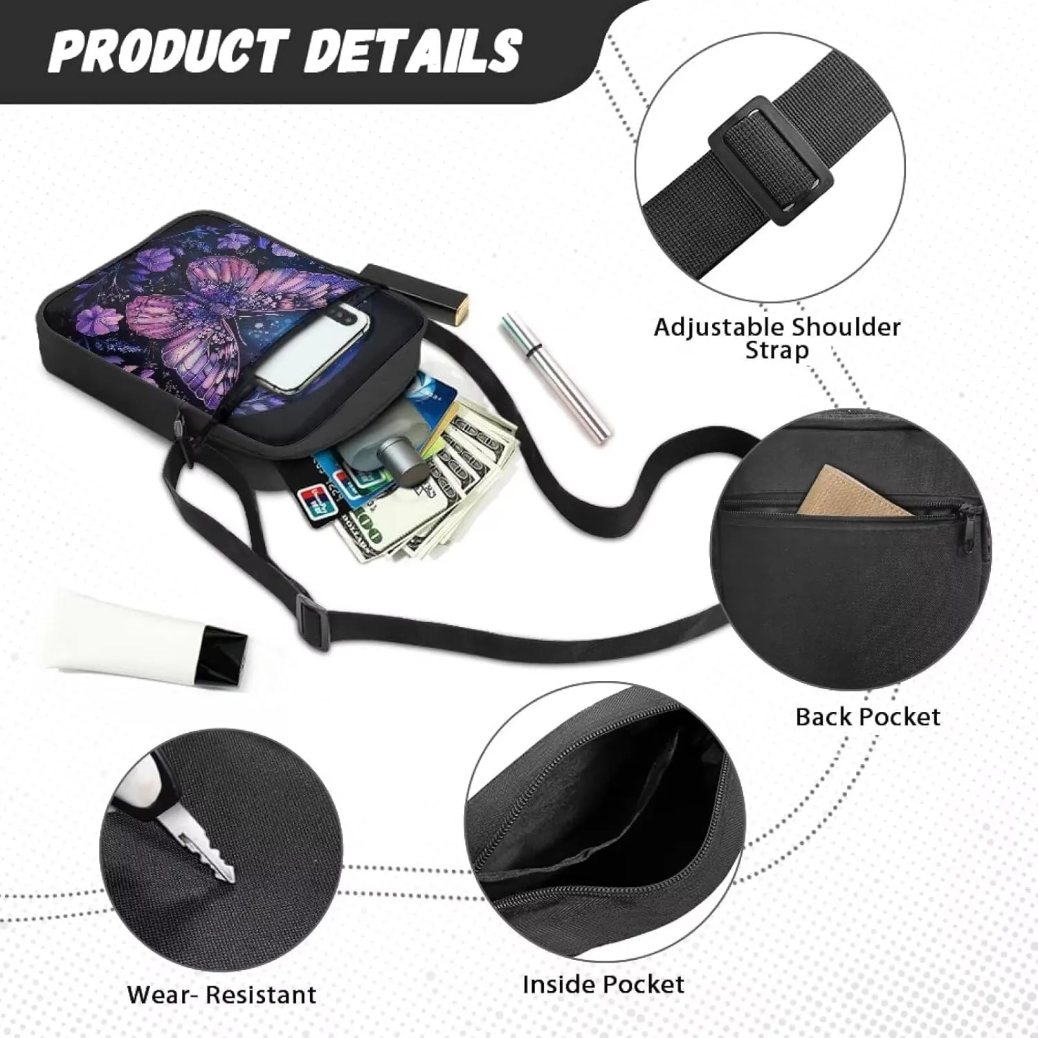 Womens Messenger Bag Small Crossbody Bags Phone Purse Wallet for Outdoor Hiking Sports