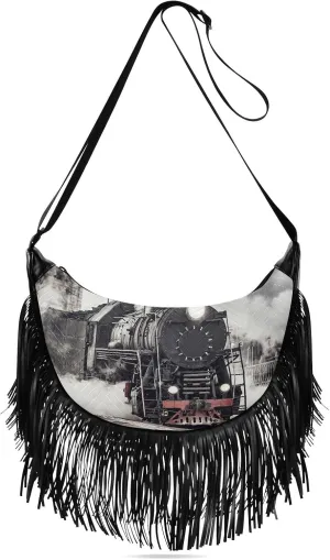 Women's PU Leather Chain Cross Body Bag, Shoulder Handbag Purse with Tassel for Ladies