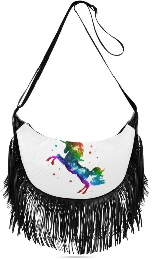 Women's PU Leather Chain Cross Body Bag, Shoulder Handbag Purse with Tassel for Ladies