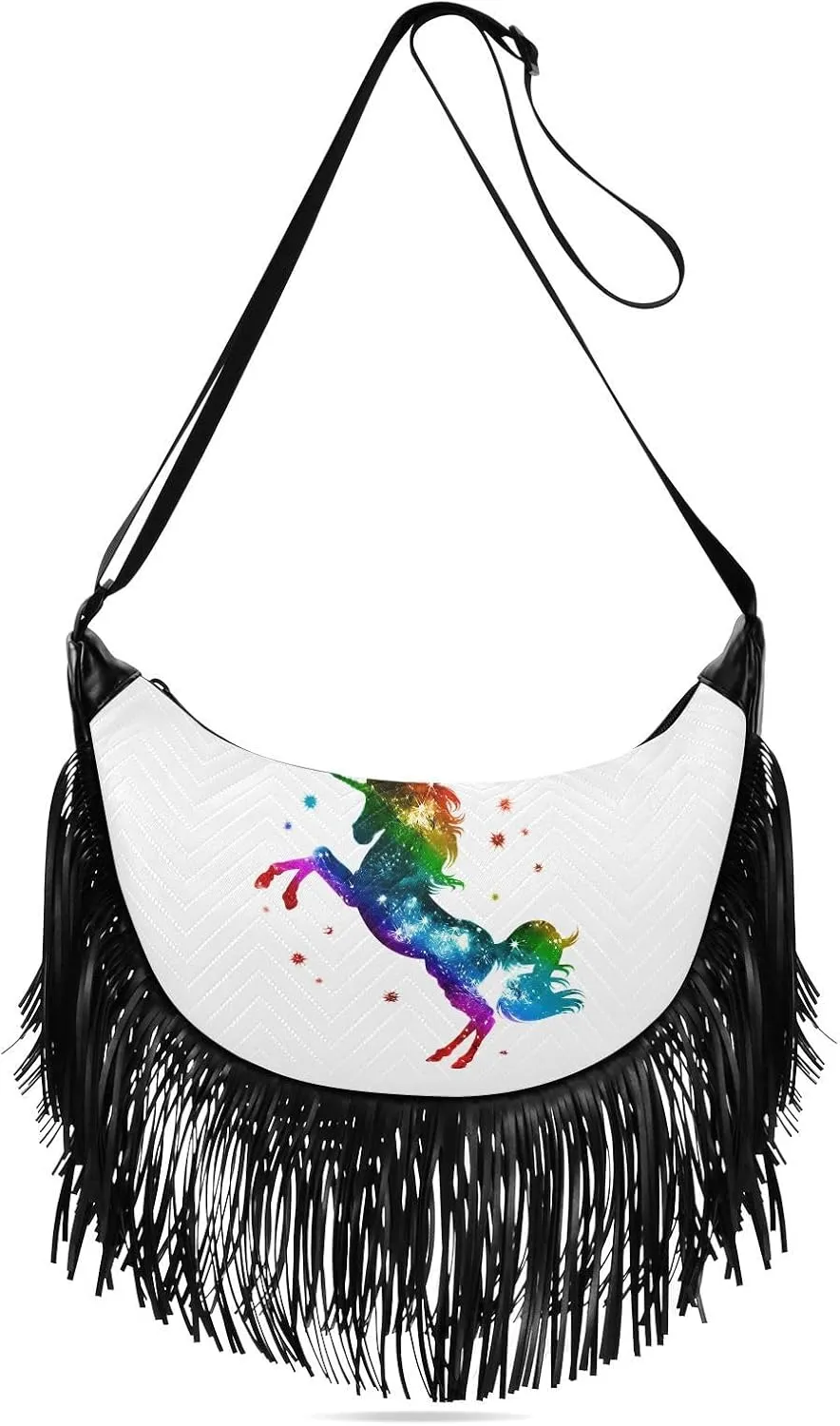 Women's PU Leather Chain Cross Body Bag, Shoulder Handbag Purse with Tassel for Ladies