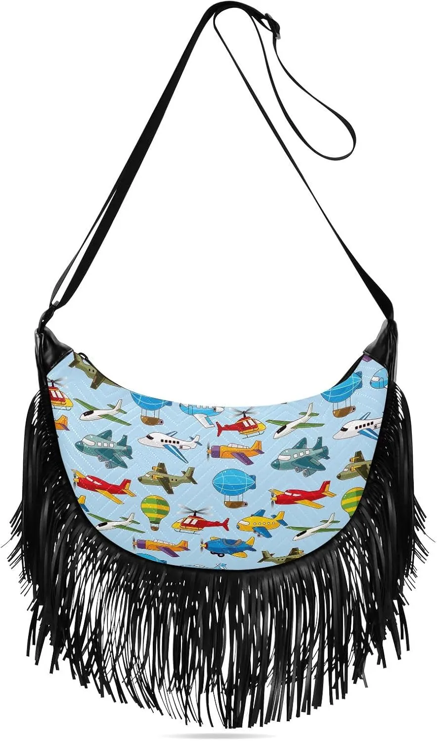 Women's PU Leather Chain Cross Body Bag, Shoulder Handbag Purse with Tassel for Ladies