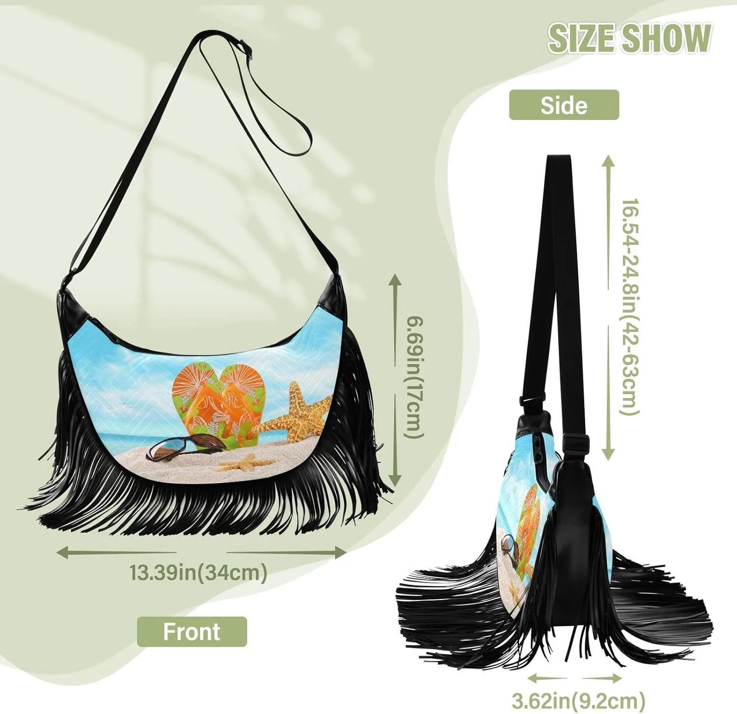 Women's PU Leather Chain Cross Body Bag, Shoulder Handbag Purse with Tassel for Ladies