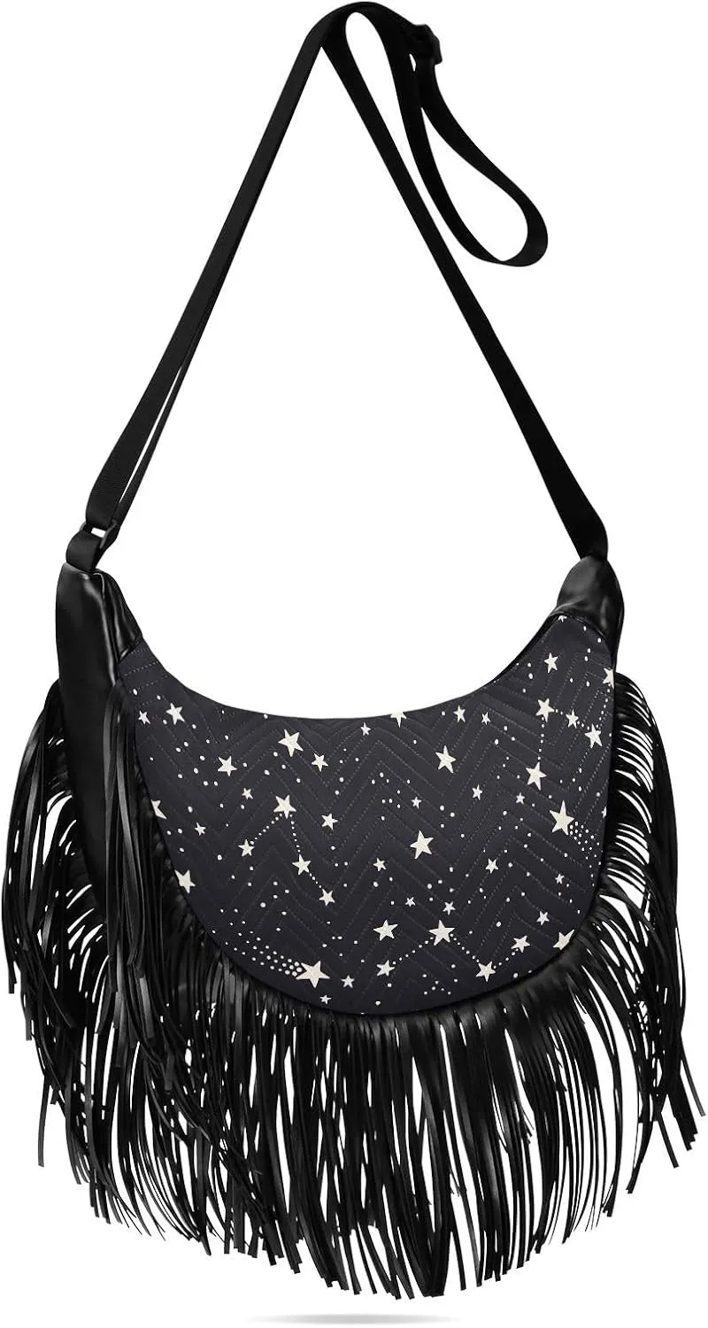 Women's PU Leather Chain Cross Body Bag, Shoulder Handbag Purse with Tassel for Ladies