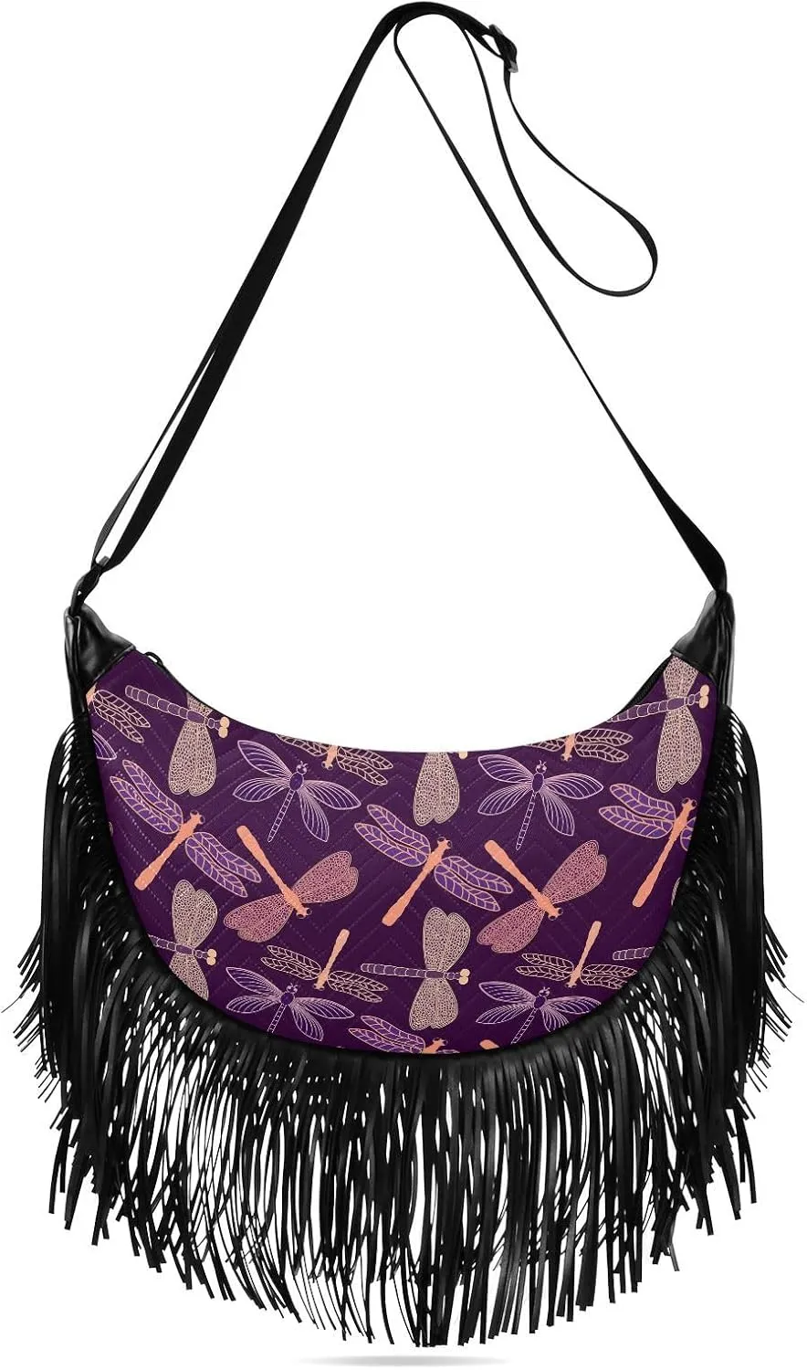 Women's PU Leather Chain Cross Body Bag, Shoulder Handbag Purse with Tassel for Ladies