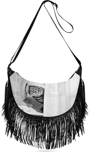 Women's PU Leather Chain Cross Body Bag, Shoulder Handbag Purse with Tassel for Ladies