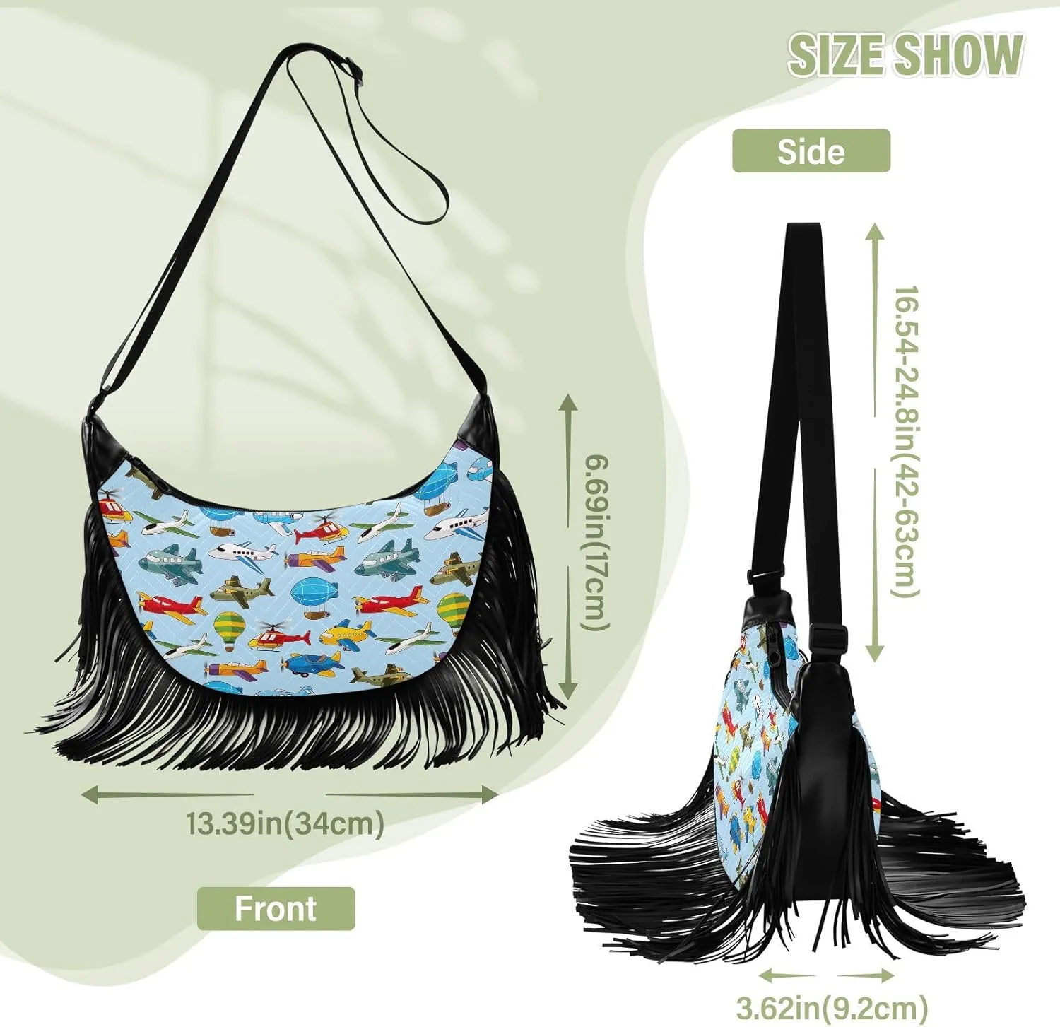 Women's PU Leather Chain Cross Body Bag, Shoulder Handbag Purse with Tassel for Ladies