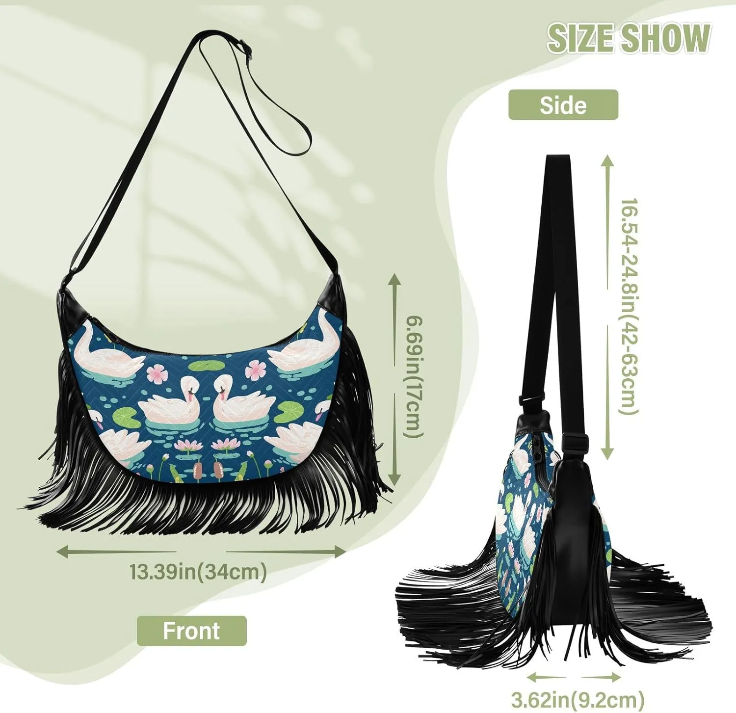 Women's PU Leather Chain Cross Body Bag, Shoulder Handbag Purse with Tassel for Ladies