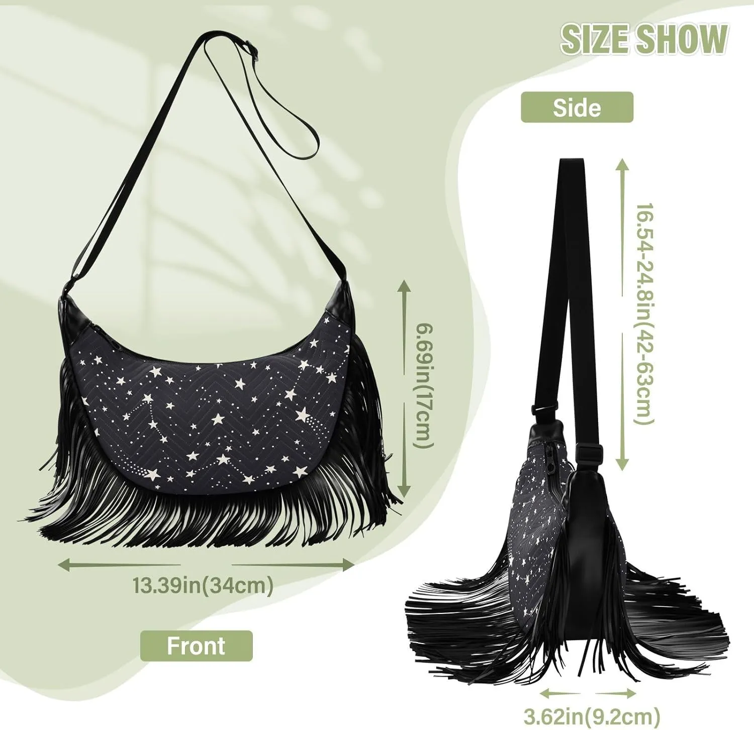 Women's PU Leather Chain Cross Body Bag, Shoulder Handbag Purse with Tassel for Ladies