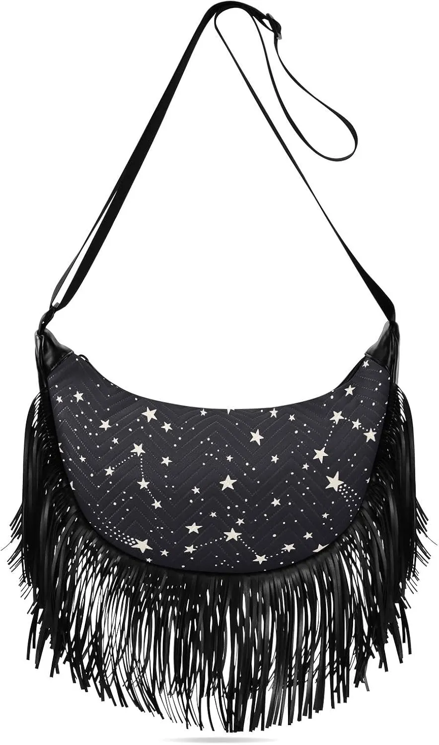 Women's PU Leather Chain Cross Body Bag, Shoulder Handbag Purse with Tassel for Ladies