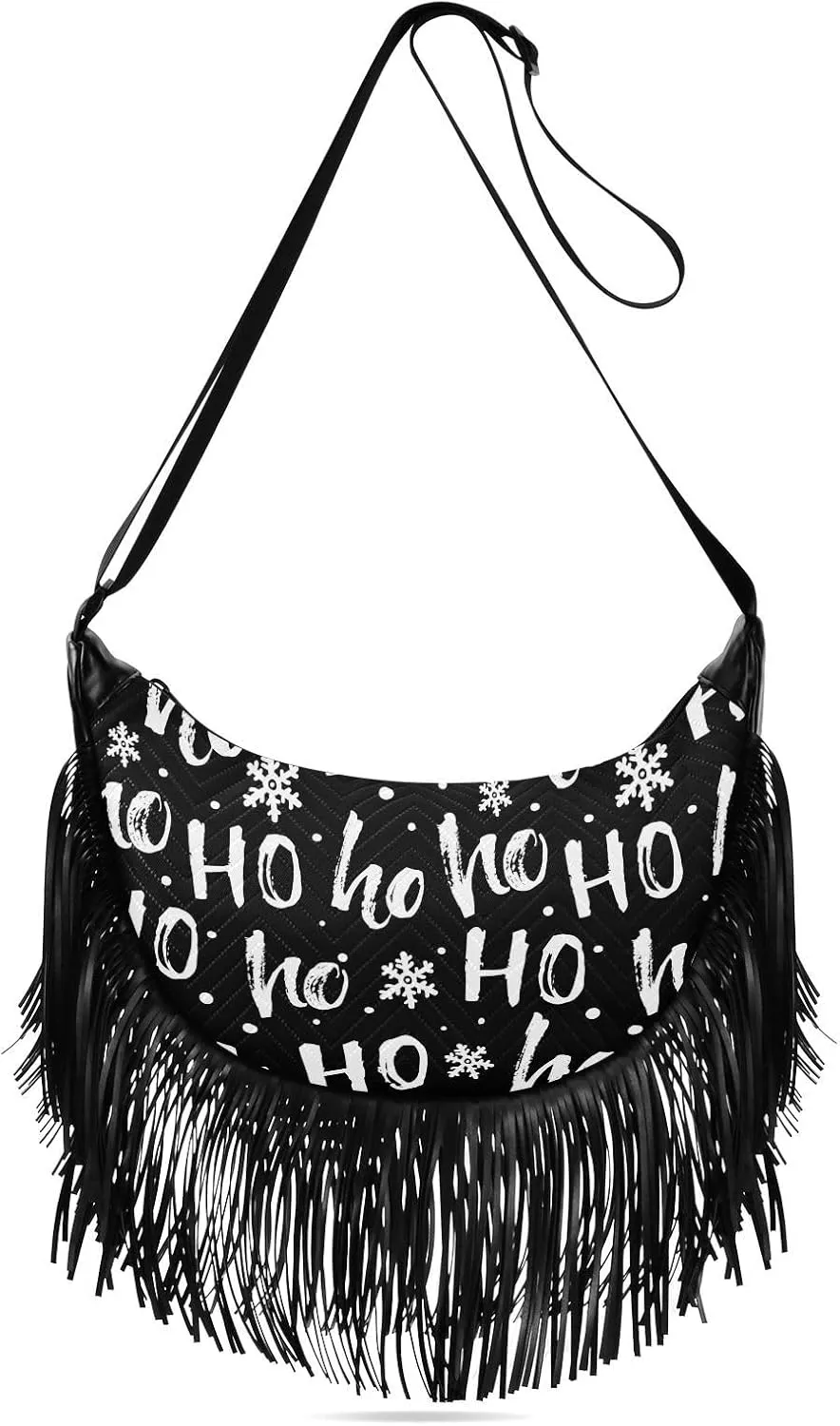 Women's PU Leather Chain Cross Body Bag, Shoulder Handbag Purse with Tassel for Ladies